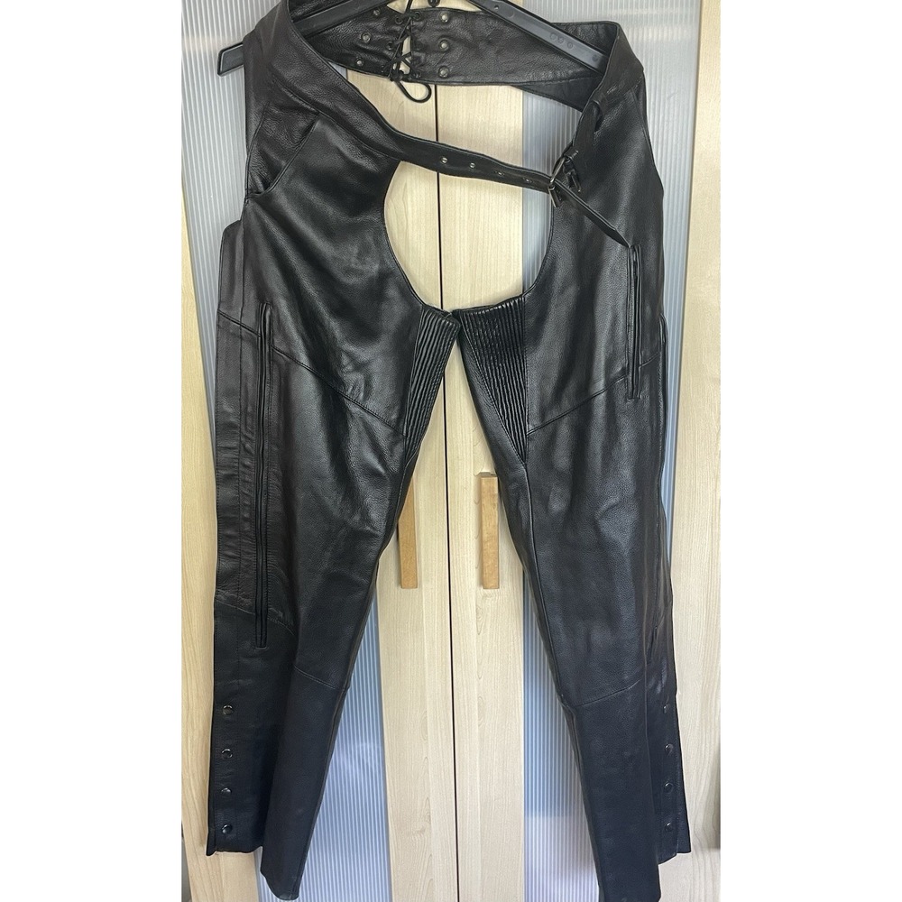 Milwaukee Leather By Shaf Black Chaps Sz M Men's Heavy Biker Motorcycle Pants